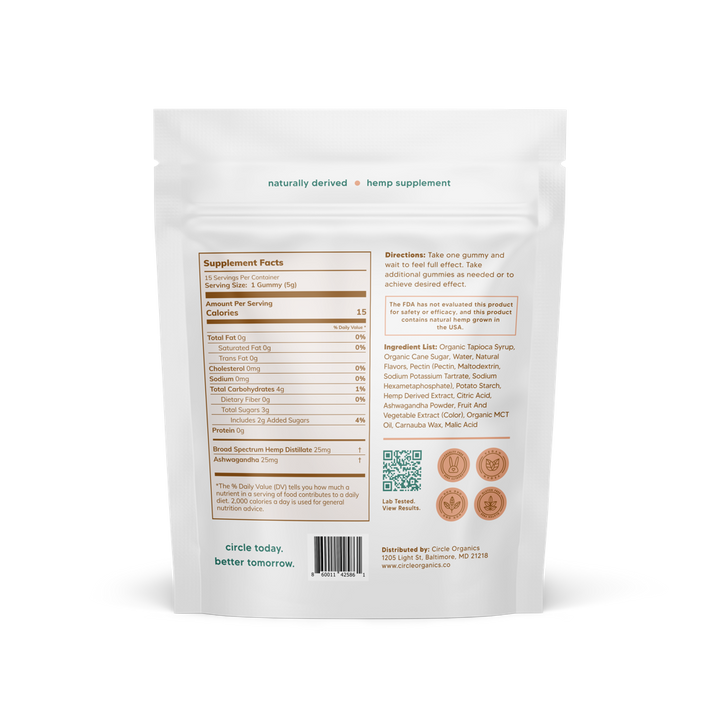Circle De-Stress Hemp Gummies 15ct Pouch