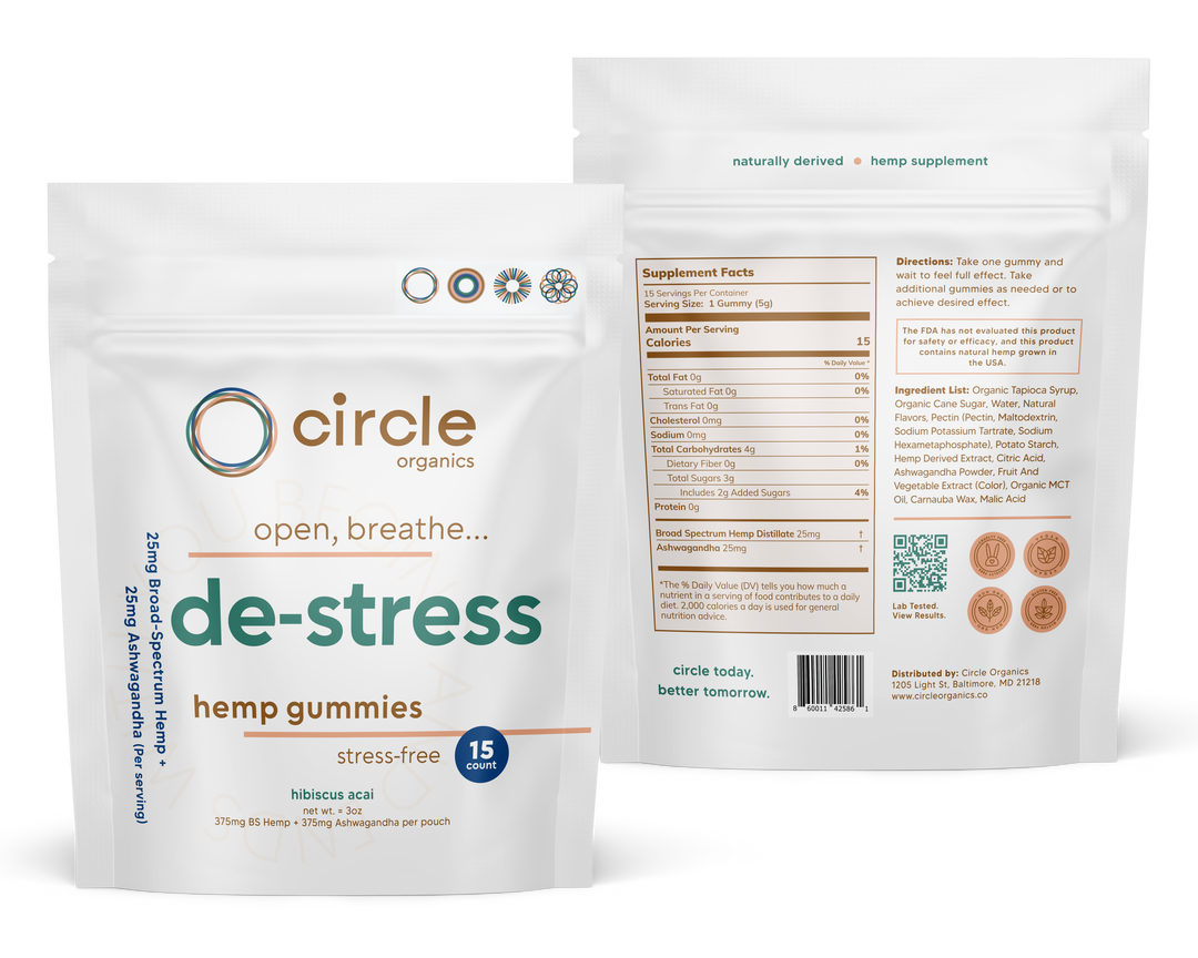 Circle De-Stress Hemp Gummies 15ct Pouch